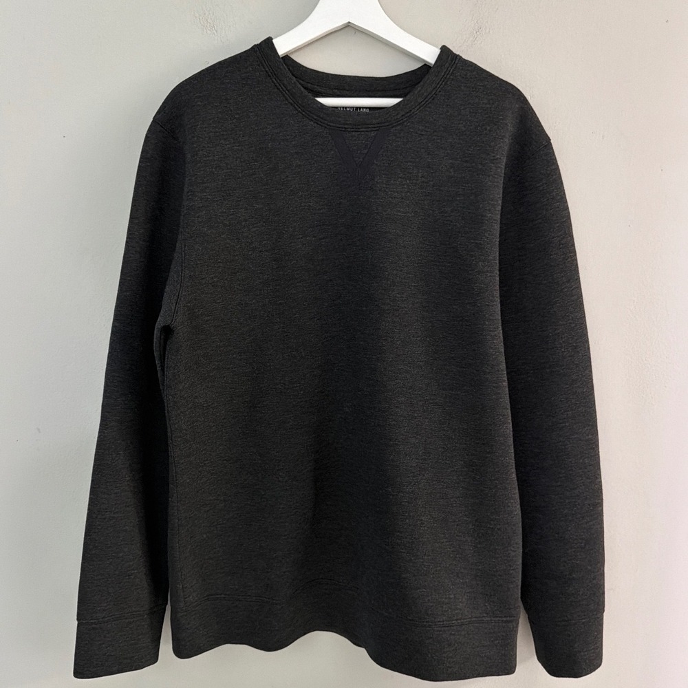 Helmut Lang Men Large Charcoal Heather Grey Viscose Sweatshirt‎ Made in USA
